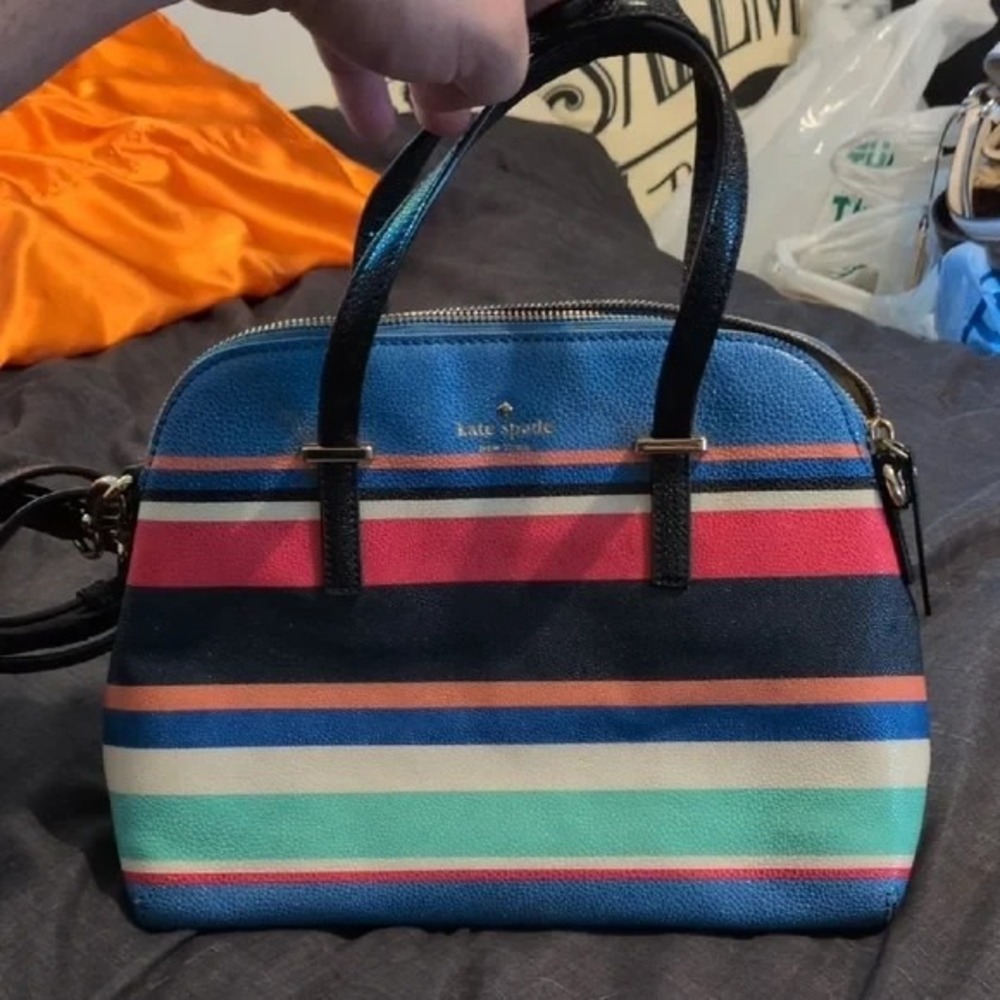 Authentic Kate Spade Striped Almaโ Bag Purse - Clean Condition!